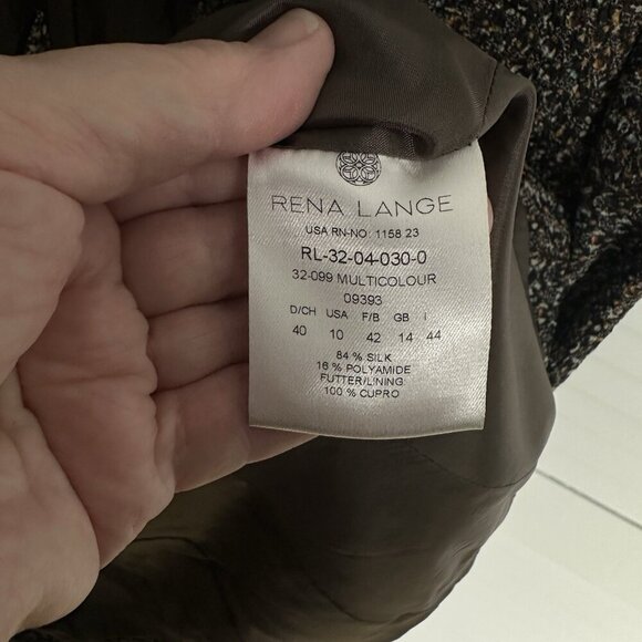 RENA LANGE 2 piece suit skirt jacket silk blend colorful career business 10 12 - Picture 10 of 11